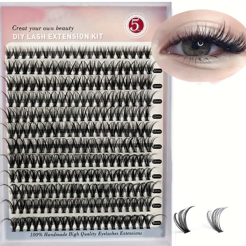 280 Pcs Cluster Lashes DIY Individual Lashes D Curling Fluffy False Eyelashes