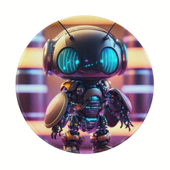 Robot Animal Round Mouse Pad 20x20cm for Games & Office, Rubber Border