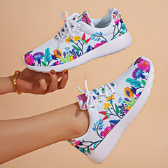 Floral Mesh Sneakers Soft Sole Shock Absorption Non Slip Shoes