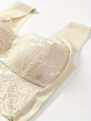 3pcs Lace Decor Wirefree Sports Bra V Neck Bras For Women