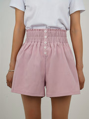 Solid Smocked Shorts Elastic Waist Summer Shorts Women's Clothing