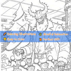 Dark Goth Christmas Adult Coloring Book Santa Claus Terrifying Scene Family Gift