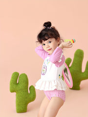 Girls Sweet HELLO Print Ruffle Trim Swimsuit