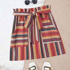 Retro Striped Skirt Casual Summer & Spring Women's Clothing