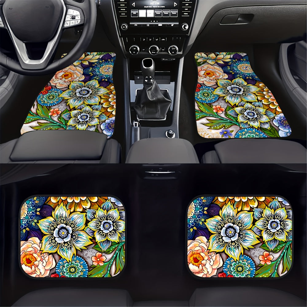 4pcs Horror Skull Car Floor Mats Water Absorbent Non-slip Stain Resistant Mats