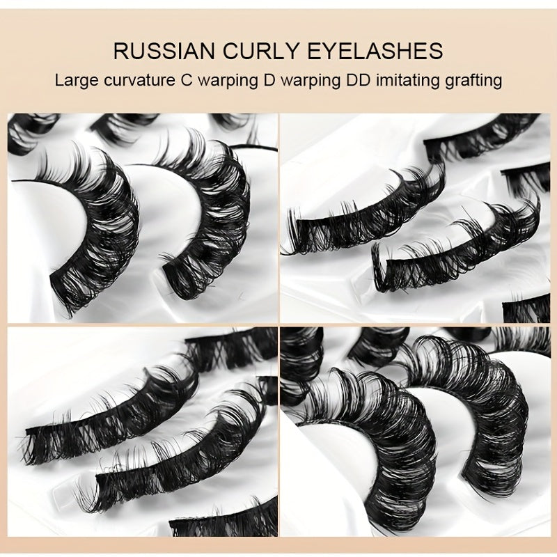 4 Pairs False Eyelashes Dramatic Curling Volume Lashes Natural Look Thick Lashes