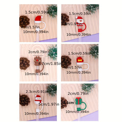 6pcs Christmas Straw Cap Reusable Silicone Straw Cover Cartoon Party Cup Decor