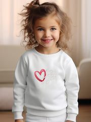 Girls Heart Pattern Crew Neck Sweatshirt Spring Fall