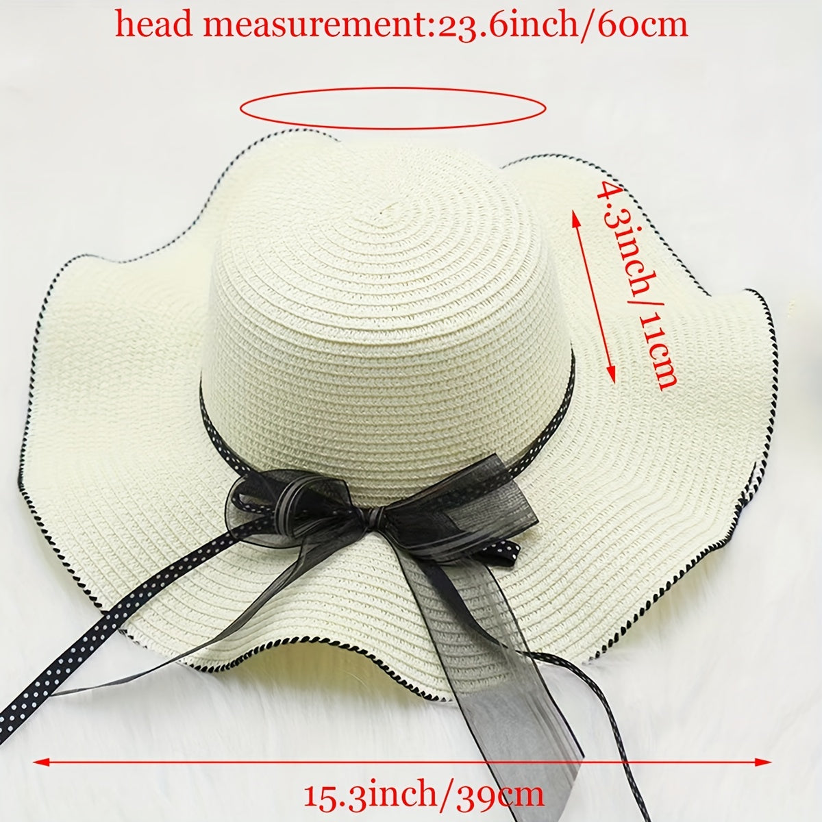 Wide Brim Sun Hat with Floppy Ruffles French Style Straw Hat for Women