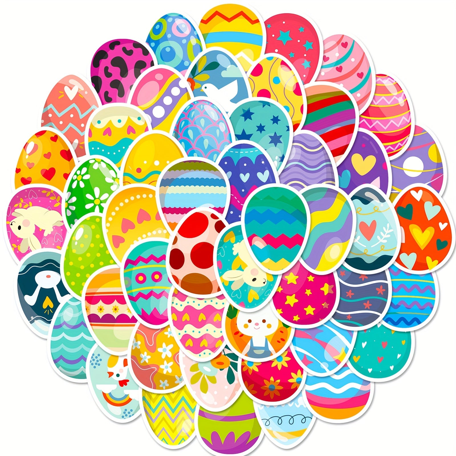 50pcs Easter Duck Egg Creative Stickers Bunny Decoration Party Stickers