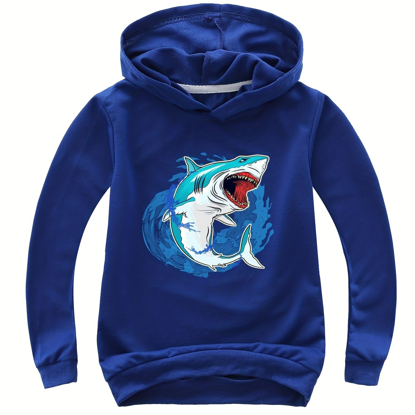 Youth Cartoon Shark Graphic Funky Hoodie Kid's Loose Comfortable Sweatshirt