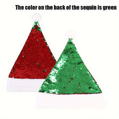 Reversible Sequin Santa Hats Glitter Sparkle Flip Up Sequin Hats