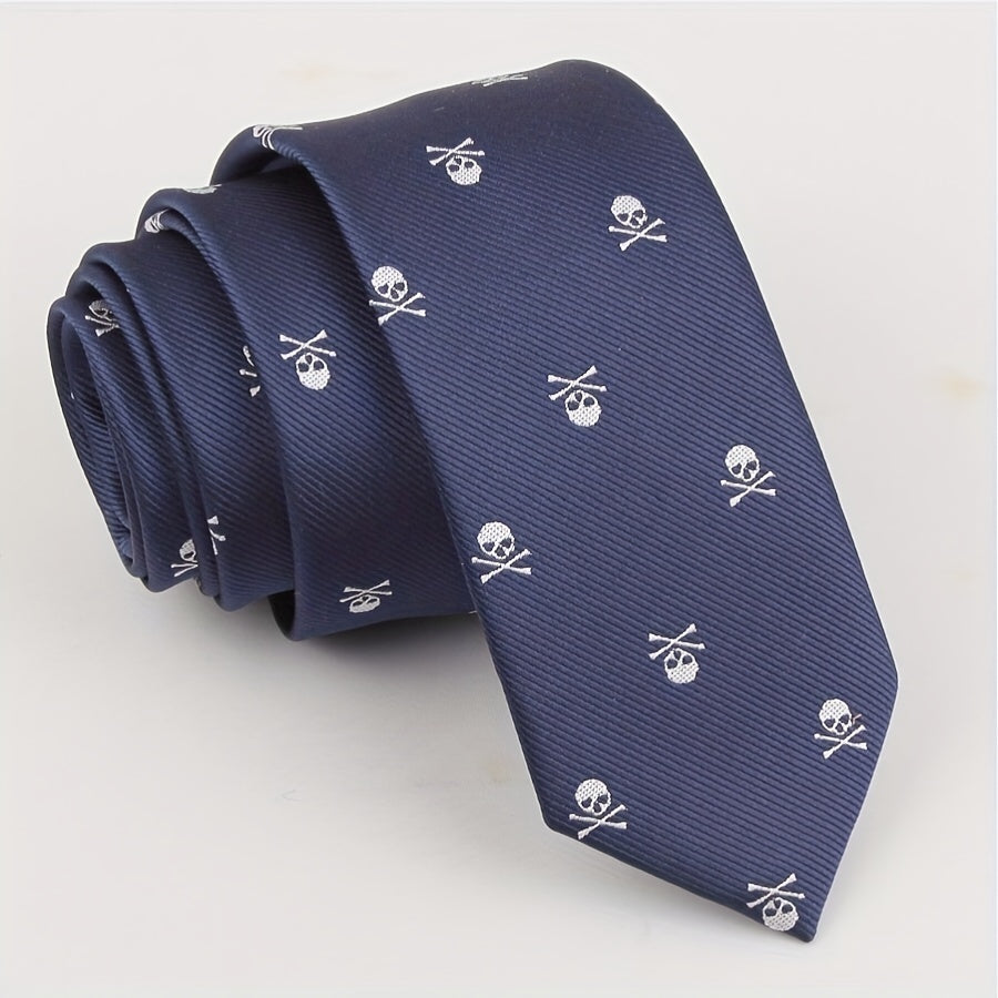 Skull Pattern Tie Set for Men 36in x 57.09in