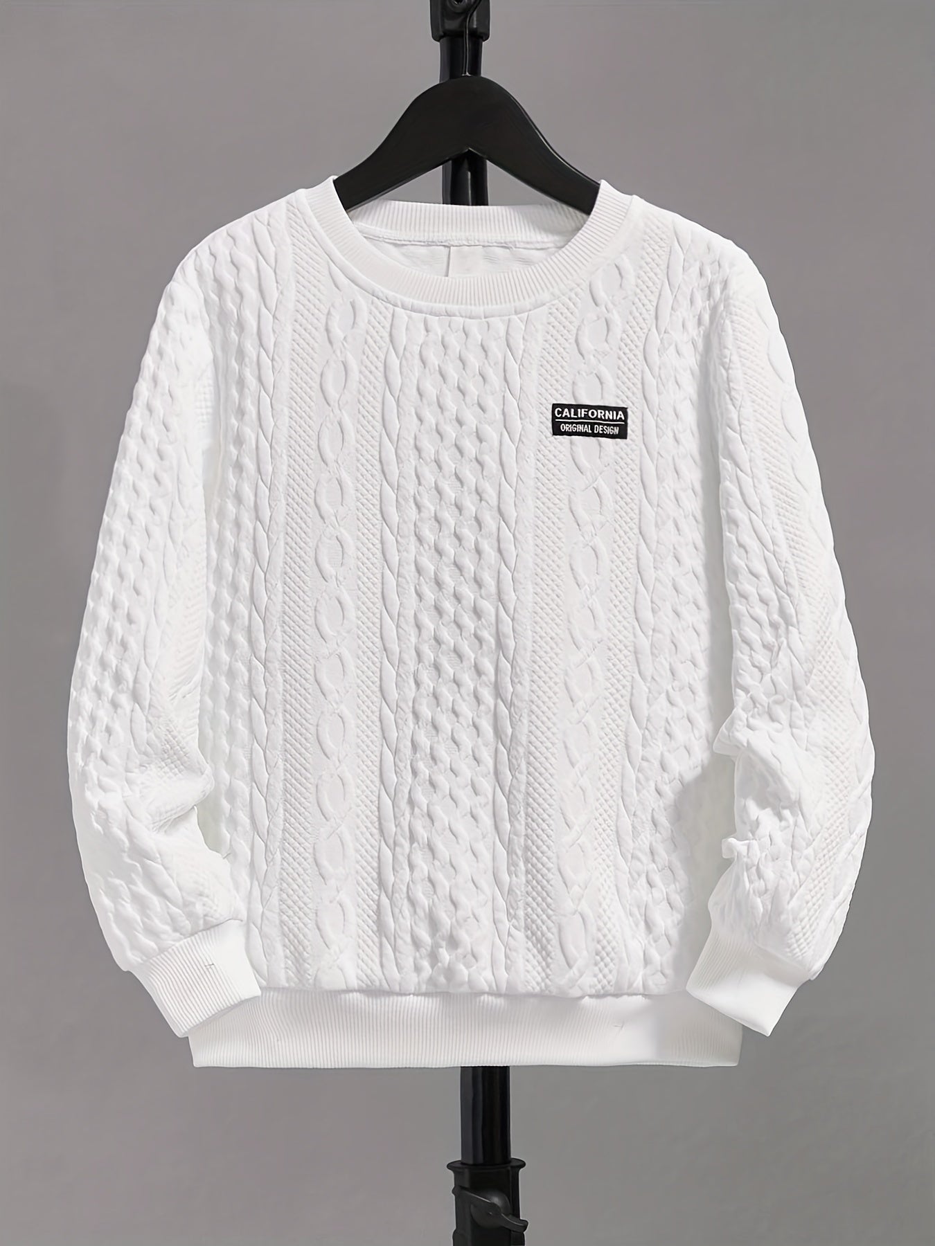 Boys Solid Crew Neck Sweatshirt with CALIFORNjsonIA Patch