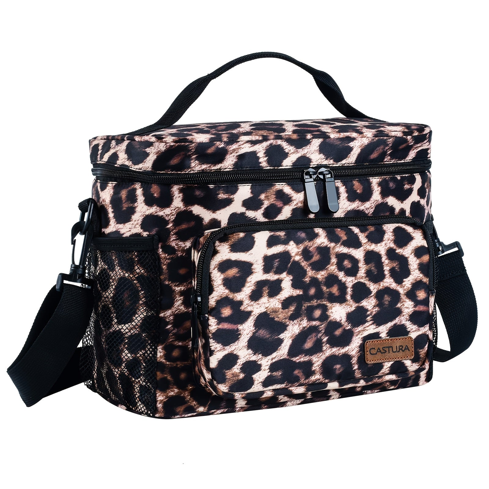 Leopard Print Lunch Bag for Women Insulated with Ice Pack