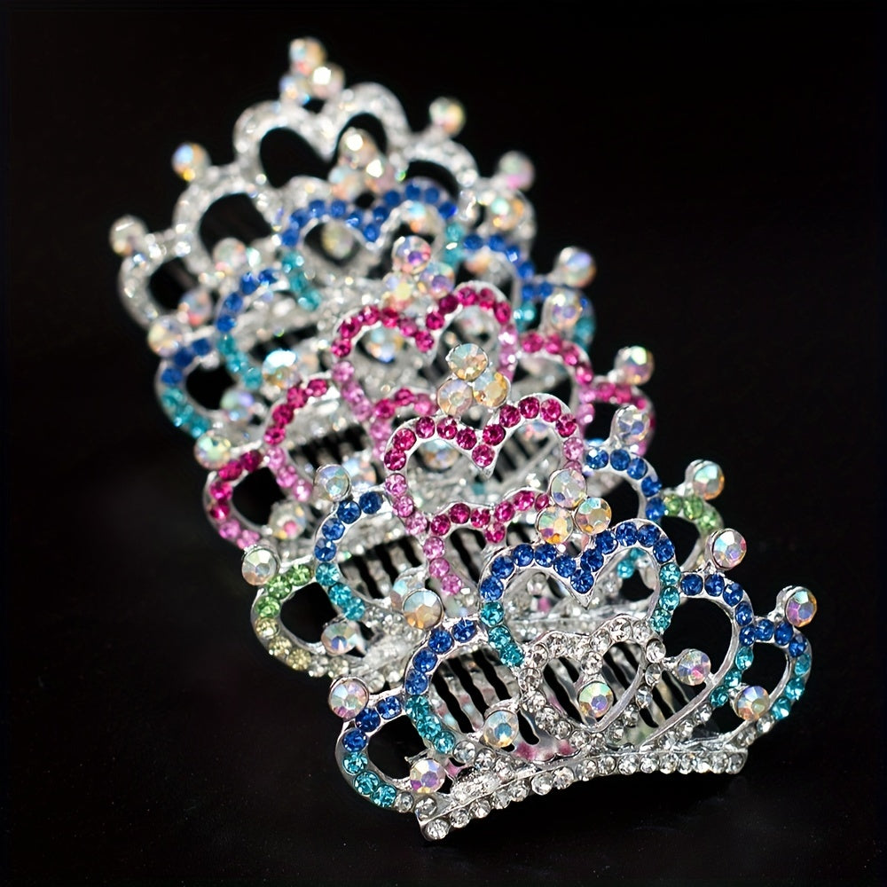 Rhinestone Crown Comb Tiara Hair Comb for Baby Girls