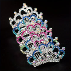 Rhinestone Crown Comb Tiara Hair Comb for Baby Girls