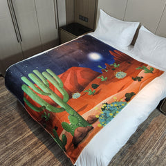 Cute Cactus Flannel Leisure Blanket - Soft & Cozy for Home, Travel, Office