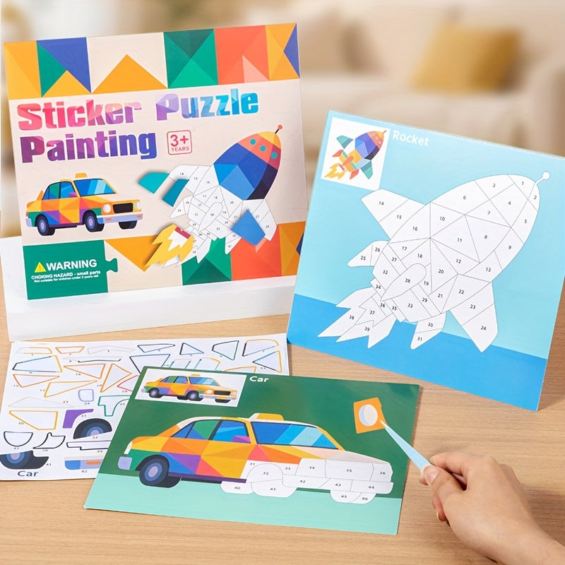 Animal Traffic Sticker by Number Painting Kids Activity Toys