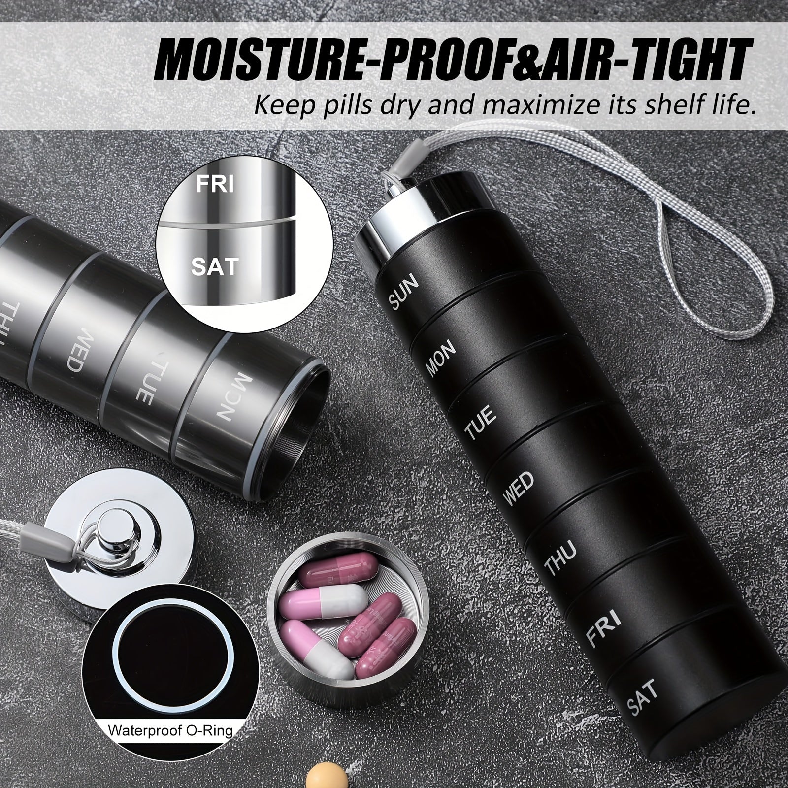 7pcs Metal Pill Organizers Stackable Waterproof Travel Pill Box