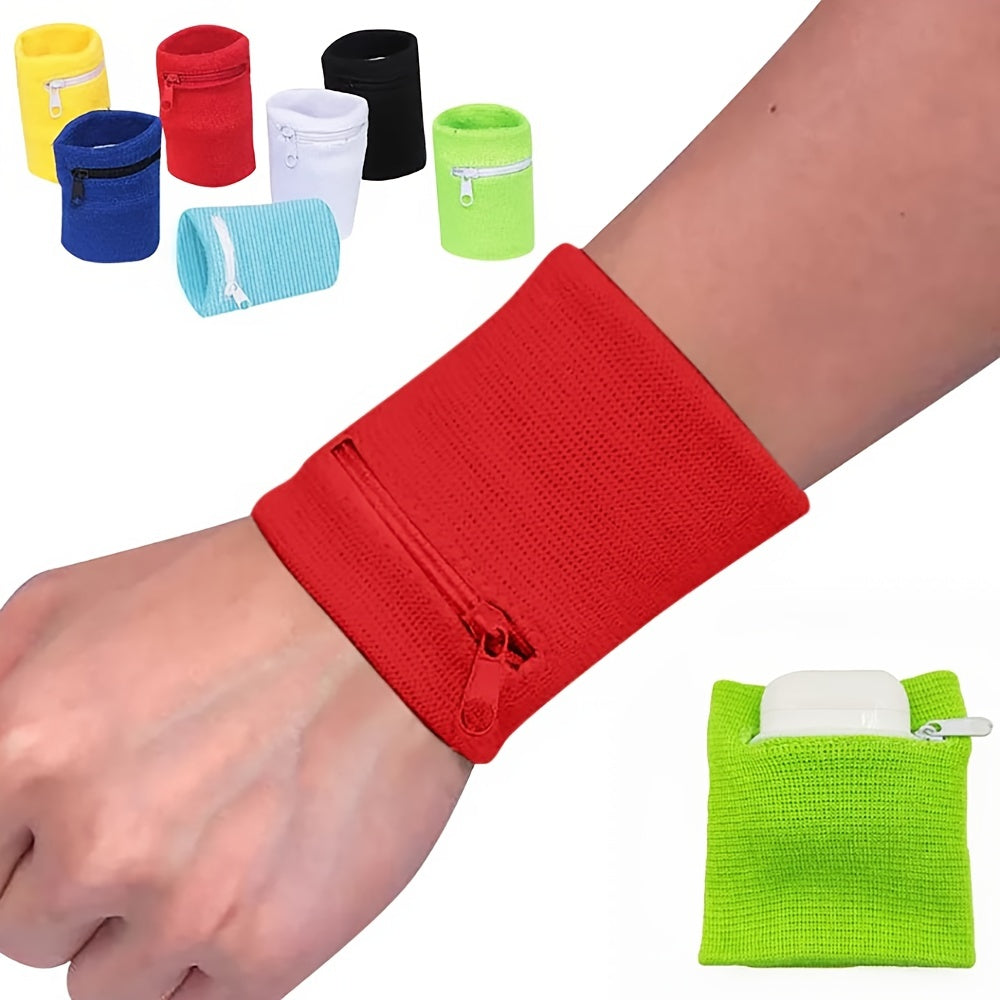 Cotton Wrist Wallet Zipper Sweatbands Men Women