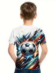 Football 3D Print Boy's Casual Tees Short Sleeve Crew Neck T-shirt