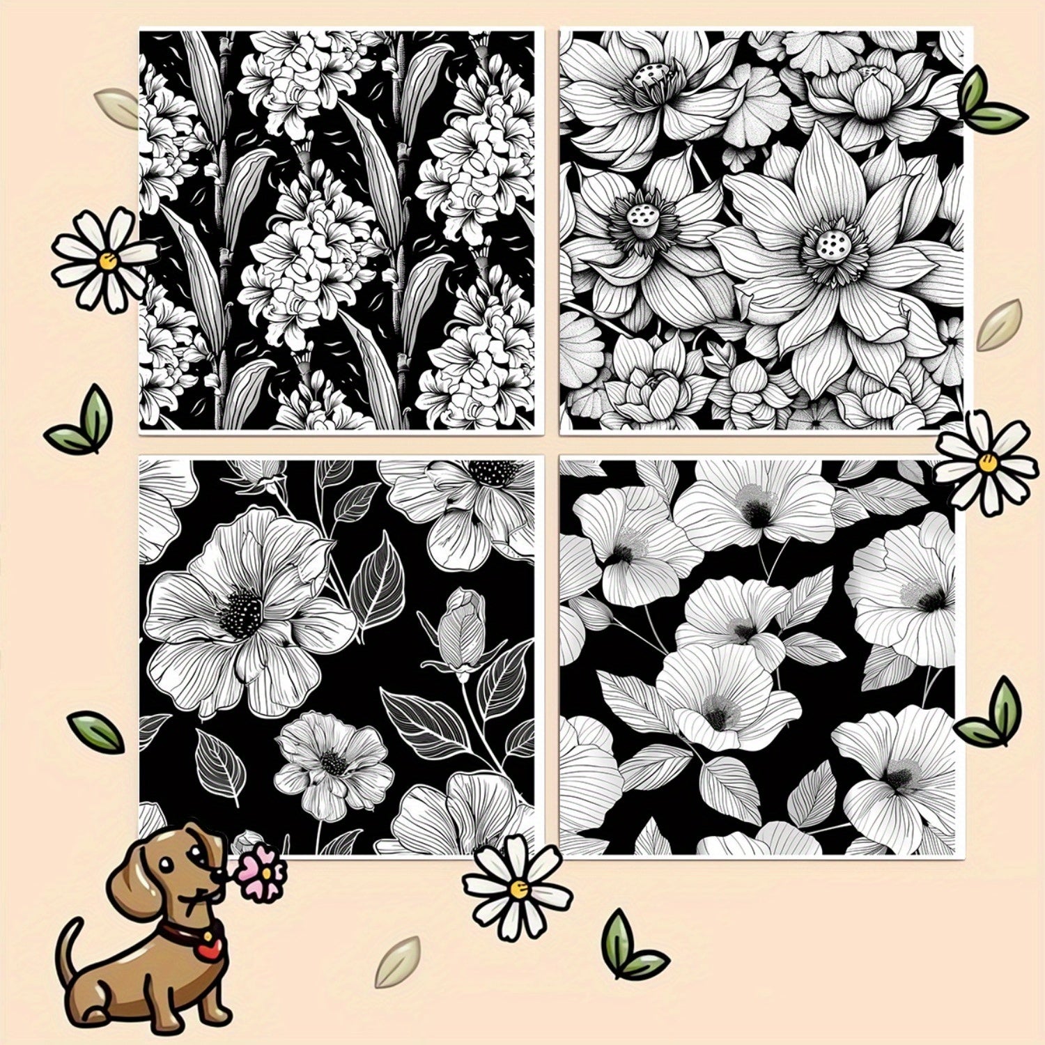 Night Flowers Coloring Book for Adults & Teens - Vibrant Floral Art Journal