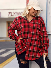 Plaid Print Button Up Long Sleeve Shacket