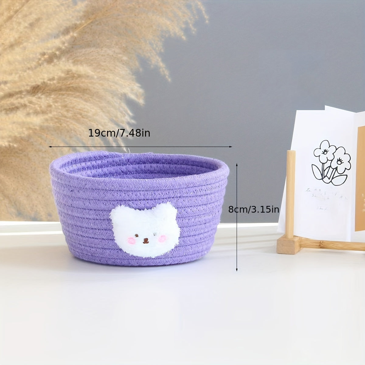 Purple Cotton Rope Animal Storage Basket