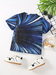 Boys' Stylish Graphic T Shirt Slightly Stretchy Short Sleeve Summer Tee