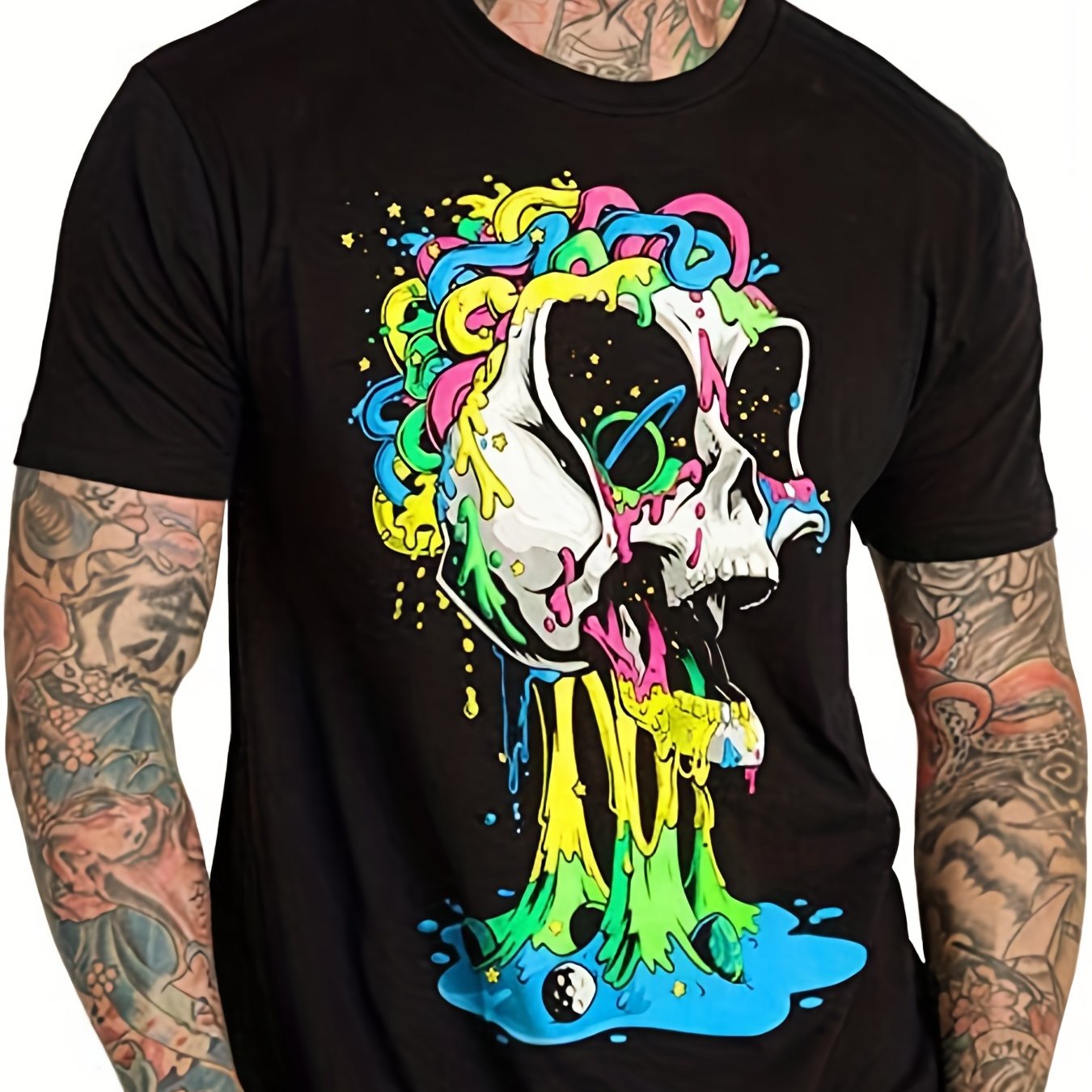 Men's Active 3D Graphic T Shirt Stretchy Short Sleeve Tee for Summer