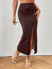 Floral Print Slit Skirt High Waist for Women