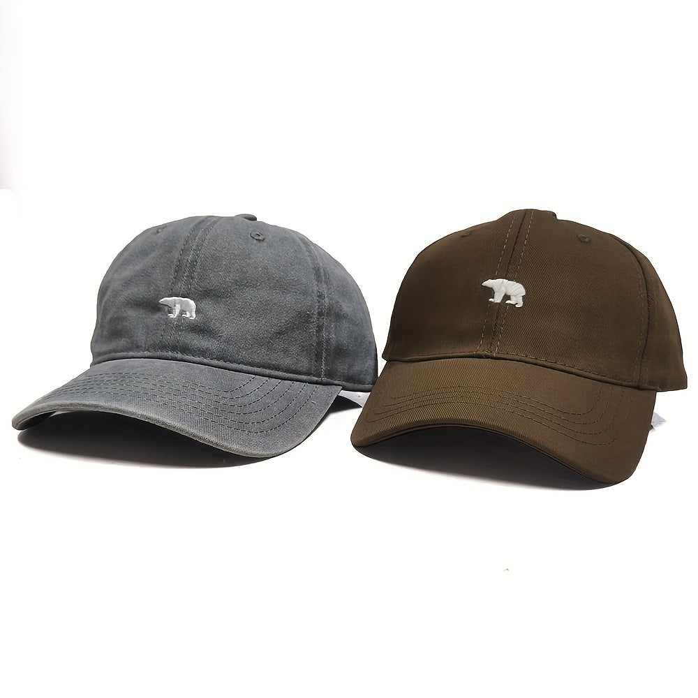 Vintage Polar Bear Pattern Embroidered Baseball Cap for Kids