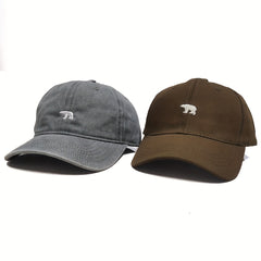 Vintage Polar Bear Pattern Embroidered Baseball Cap for Kids