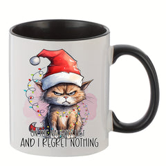 Christmas Cat Printed Coffee Mug 11oz - Ceramic Water Cup Christmas Gift