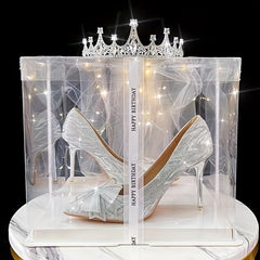 Rhinestone Bow High Heels Glitter Pointed Toe Stiletto Slip On Pumps