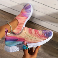 Colorful Pattern Knit Sock Sneakers Slip On Lightweight Casual Shoes