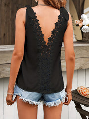 Bow Decor V Neck Sleeveless Tank Top for Summer