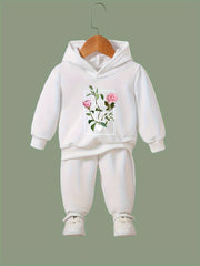 Flower Long Sleeve Hoodie Girls Comfy Sweatshirt