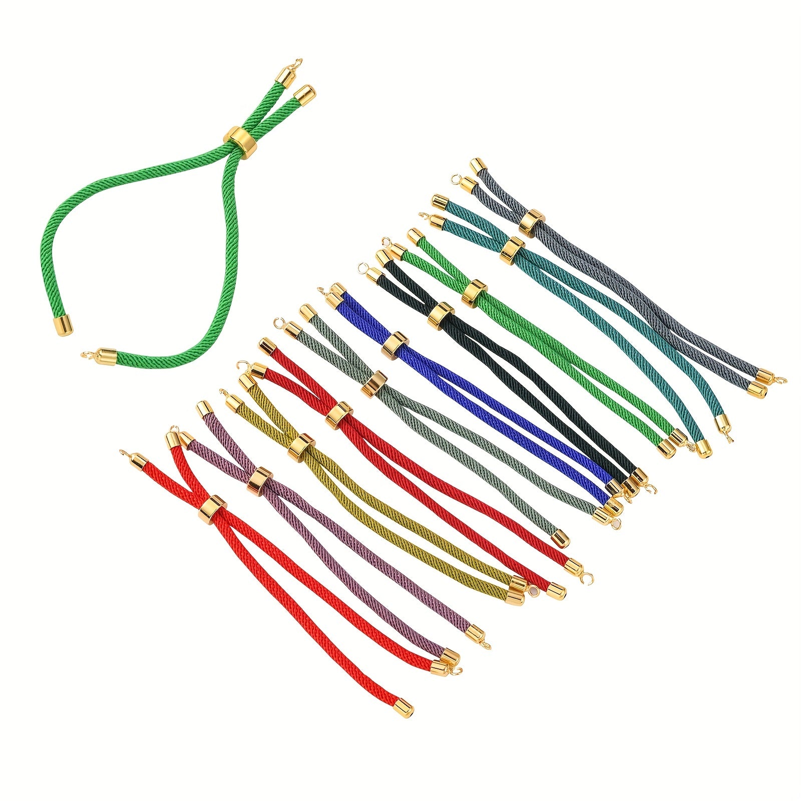 Adjustable Nylon Cord Slider With Brass Findings Mixed for DIY Bracelet Making