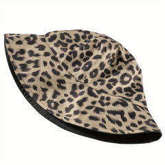 Leopard Print Reversible Bucket Hat Lightweight Sunscreen Fisherman Cap