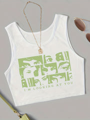 Graphic Print Tank Top 3 Pack Crew Neck Sleeveless Women's Clothing