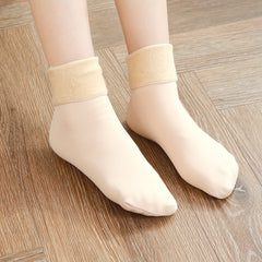 Women's Solid Fuzzy Mid Tube Socks