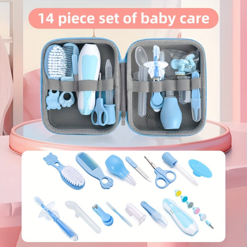 14pcs Baby Care Kit Grooming Set Ear Spoon Clippers Comb Brush Medicine Feeder