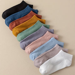 10 Pairs Ribbed Short Socks Soft Low Cut Ankle Socks Women's Stockings
