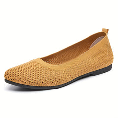 Women's Knitting Flat Shoes Breathable Slip On Soft Ballet Flats