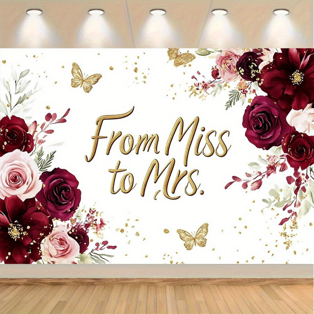 Bride to Be Photography Backdrop Pink & Burgundy Flowers Bridal Shower Parties
