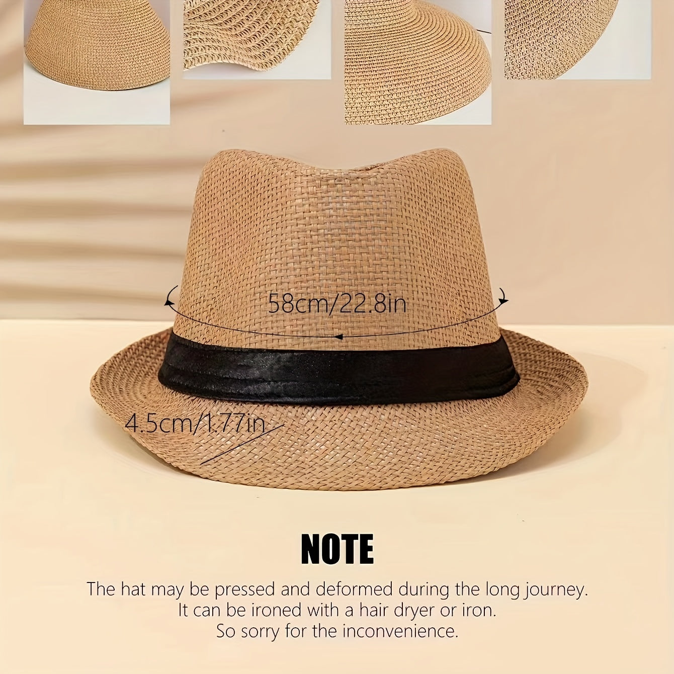 Men Straw Woven Sunshade Breathable Hat Sunscreen Sun Hat Jazz Hat