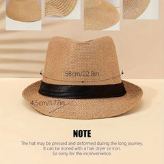Men Straw Woven Sunshade Breathable Hat Sunscreen Sun Hat Jazz Hat