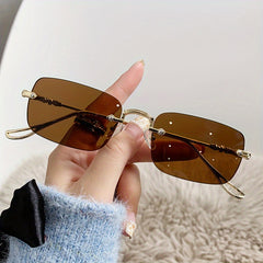 Rimless Metal Sunglasses UV400 for Summer Beach Travel
